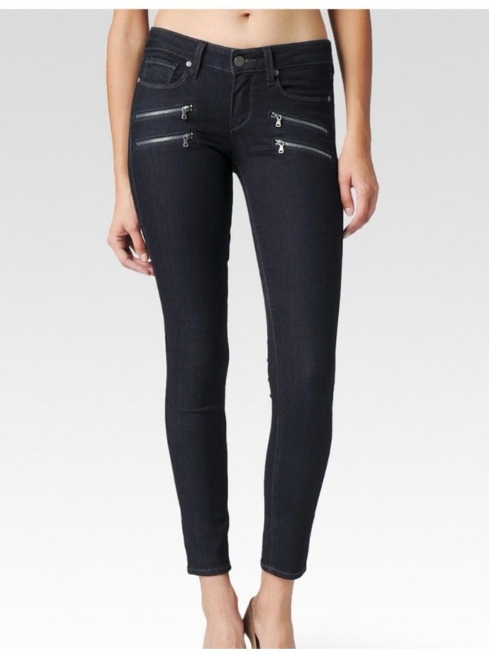Paige Edgemont Jeans high rise skinny zippers black size 27